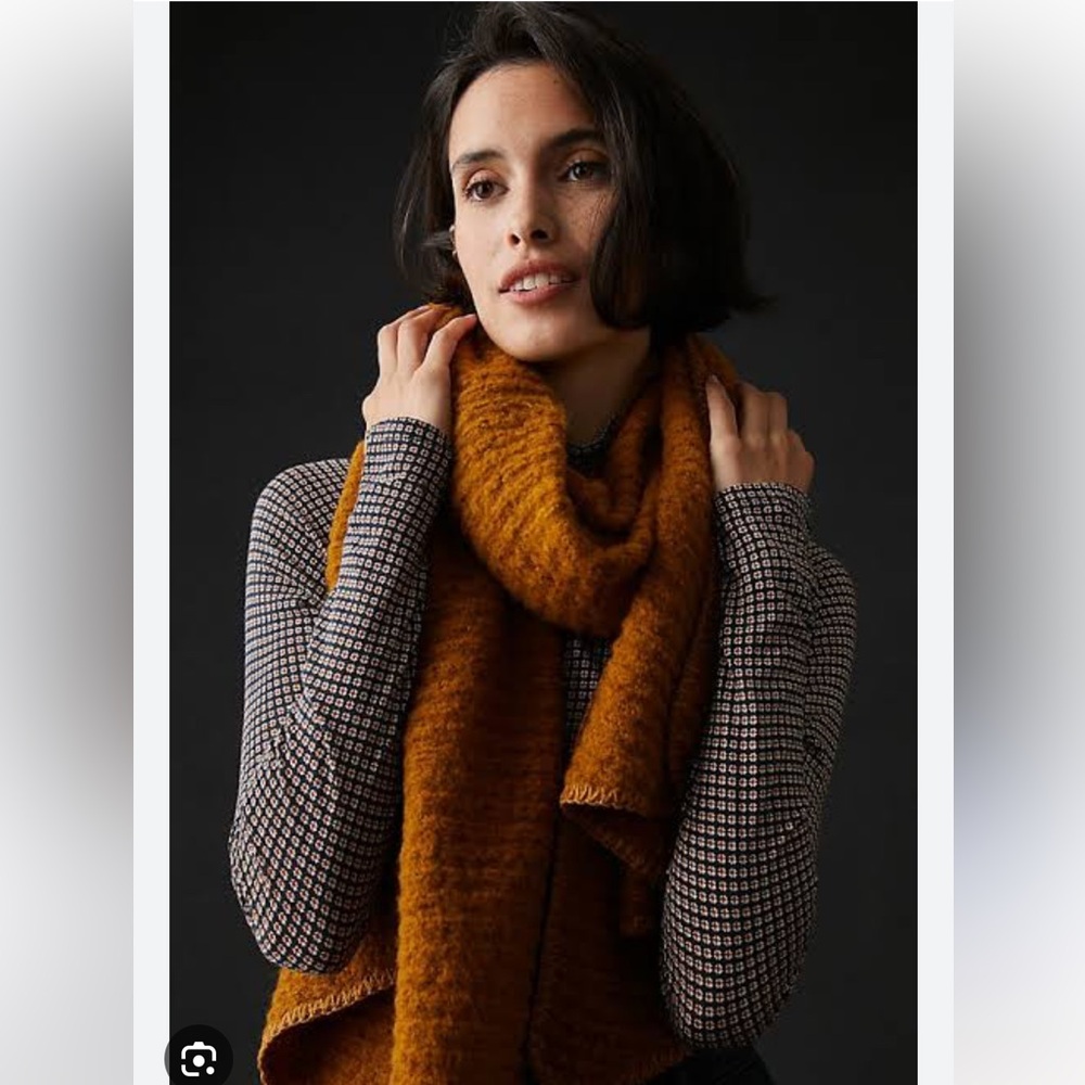 Anthropologie Plush Ribbed Recycled Boucle Scarf